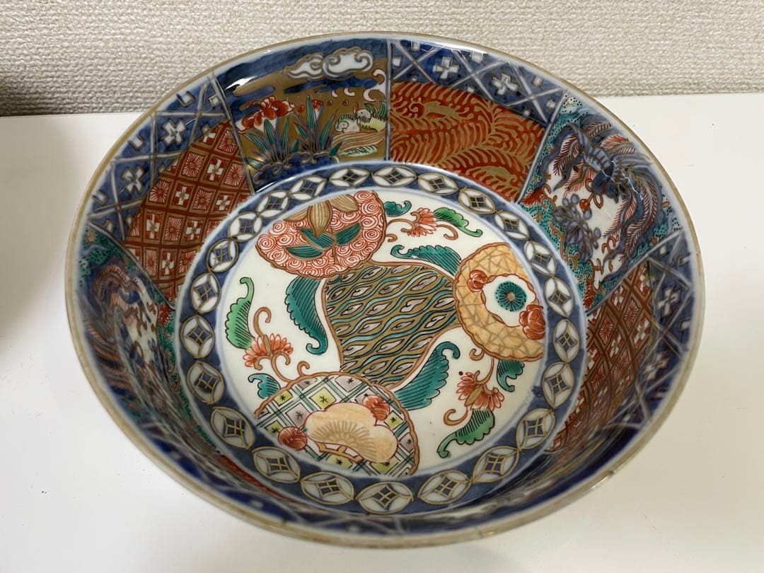 【現状品】古伊万里 有田焼 三ツ鉢 金彩 朱絵 アンティーク 時代物