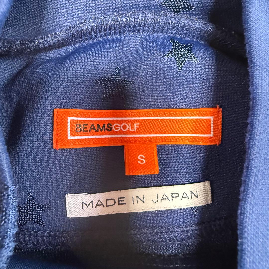 【ビームスゴルフ】美品 モックネック 長袖 総柄 ネイビー Sサイズ メンズ