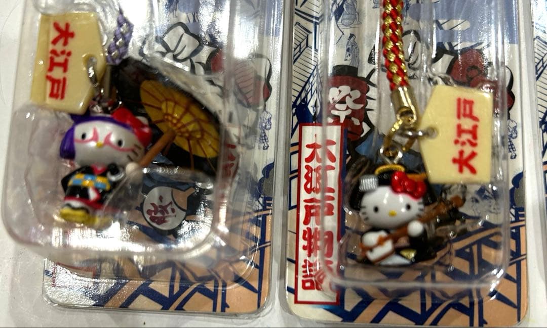 ハローキティ 根付 ストラップ　大江戸物語4個セット