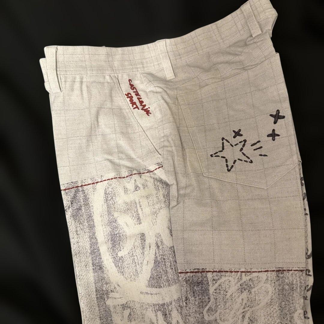カステルバジャック グレー系 グラフィックプリントパンツ