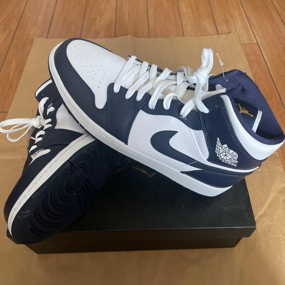 未使用品　Air Jordan ハイカットシューズ ネイビー/ホワイト