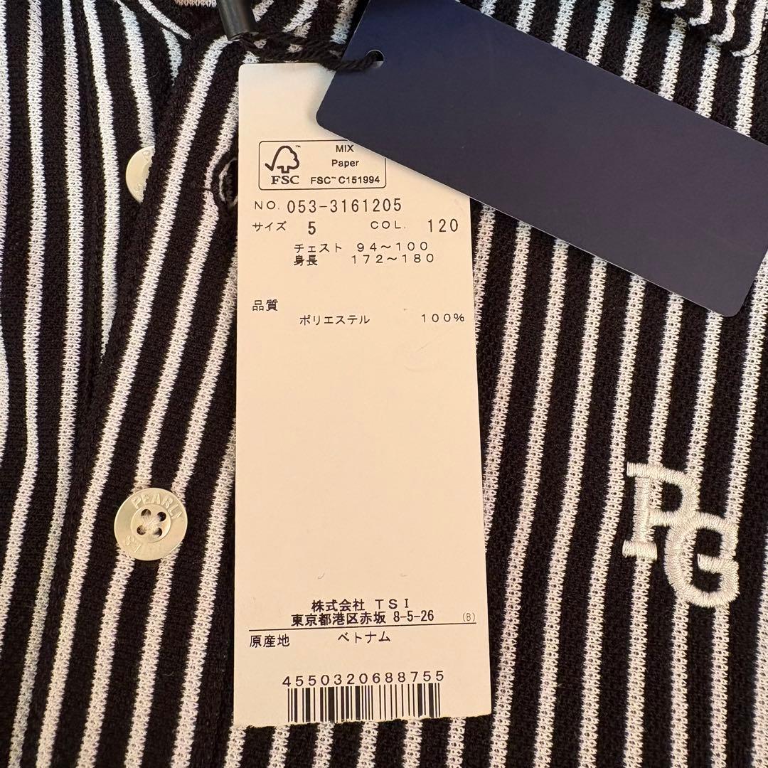 新品未使用　PEARLYGATES ストライプ柄鹿子素材長袖ポロシャ