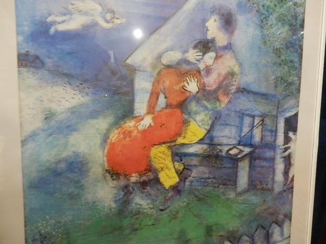 マルク・シャガール　月夜の恋人たち 額寸 88x54cm