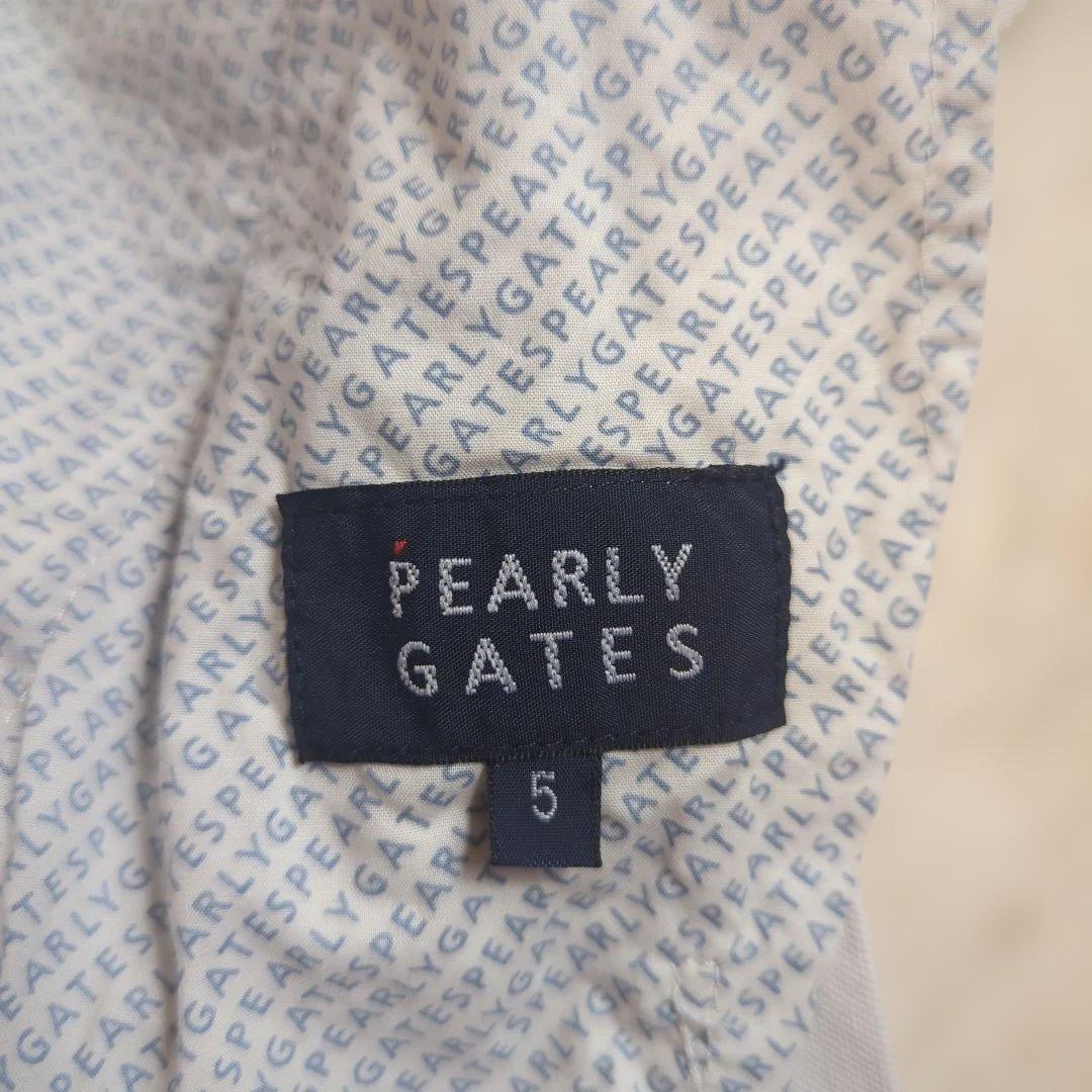 PEARLY GATES ショートパンツ ボーダー 白 ネイビー ロゴ 総柄