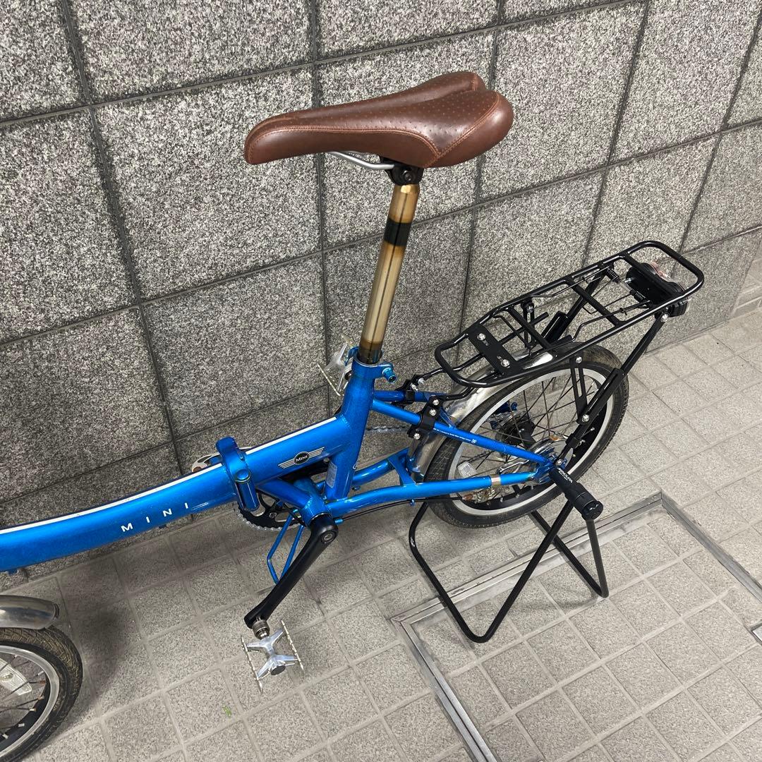 折りたたみ自転車 青  MINI カスタム　シングルスピード