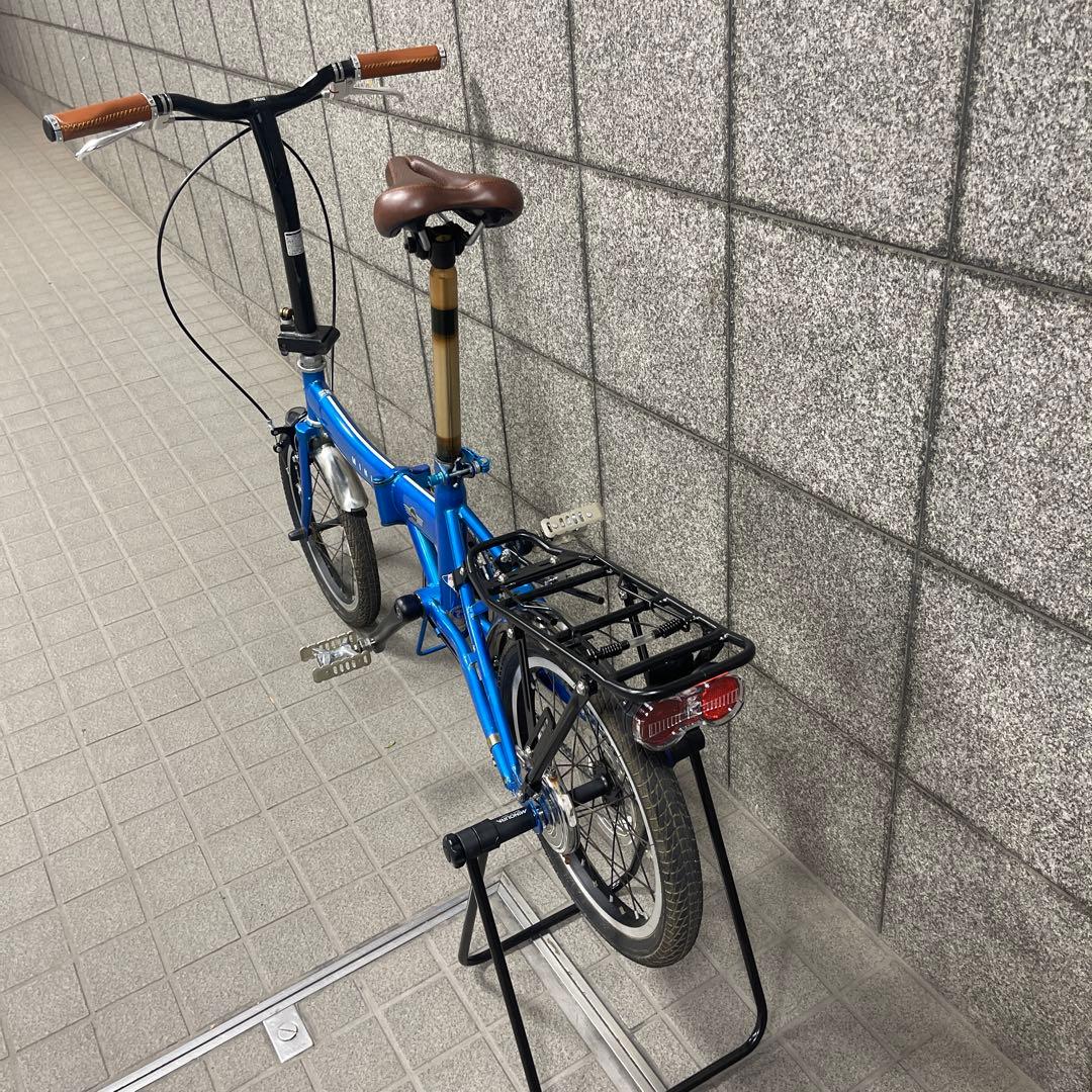 折りたたみ自転車 青  MINI カスタム　シングルスピード