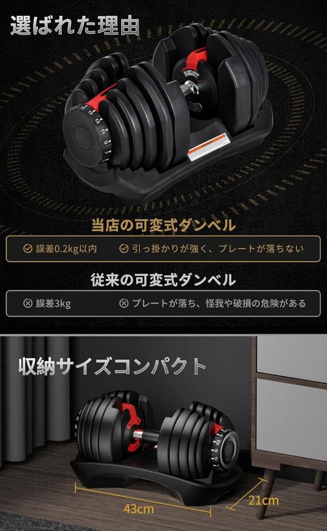 【AnYoker】可変式ダンベル 40kg 1個 2025年購入 ②/②