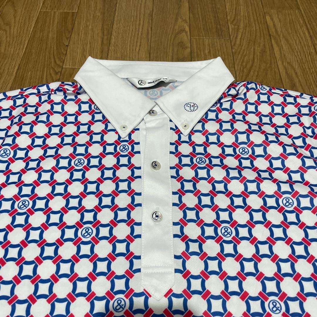 【LLサイズ】and per se アンパスィ 半袖ポロシャツ ストレッチ総柄