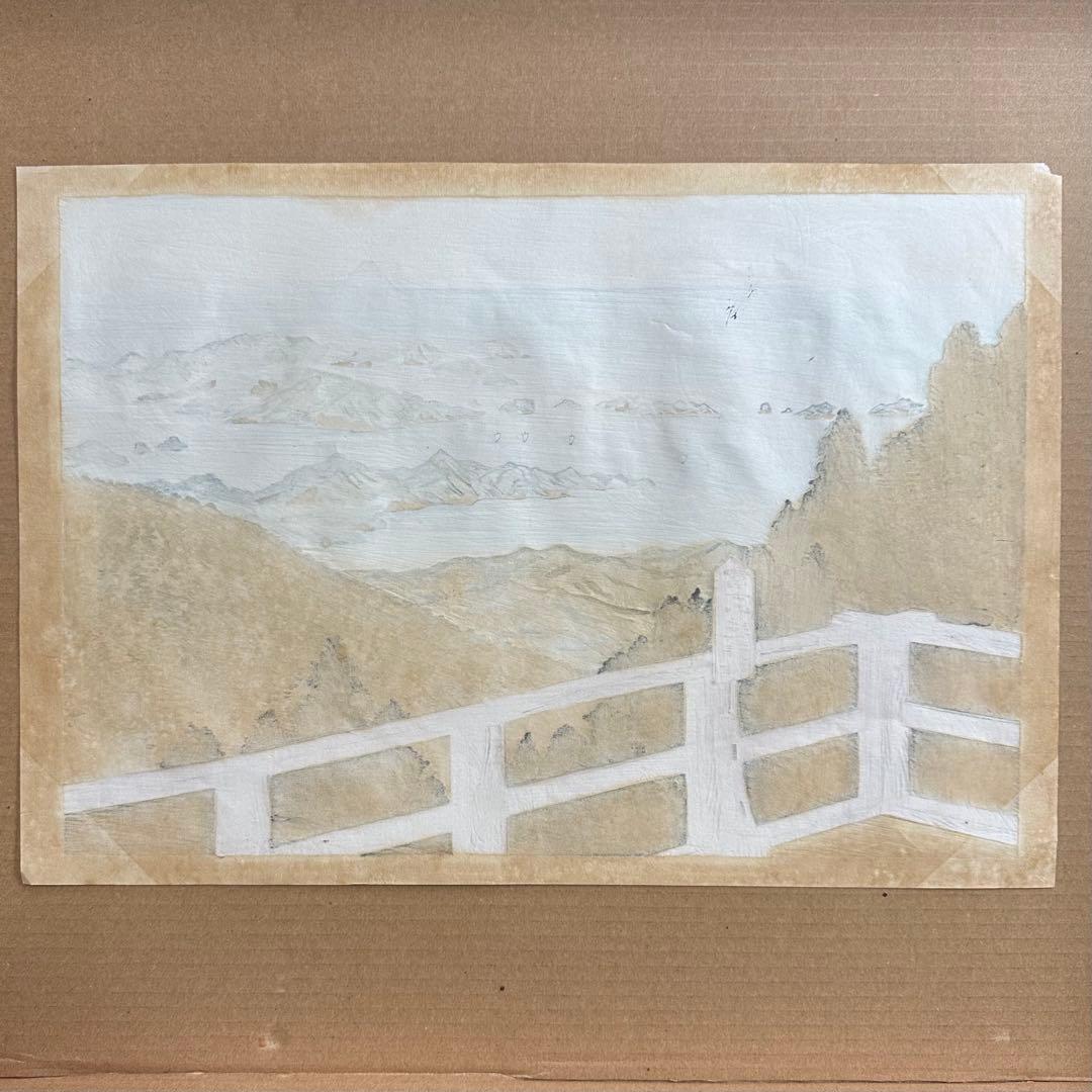 徳力富吉郎 富士三十六景「伊勢朝熊山より冨士遠望」彩色 木版画 内田美術書肆版