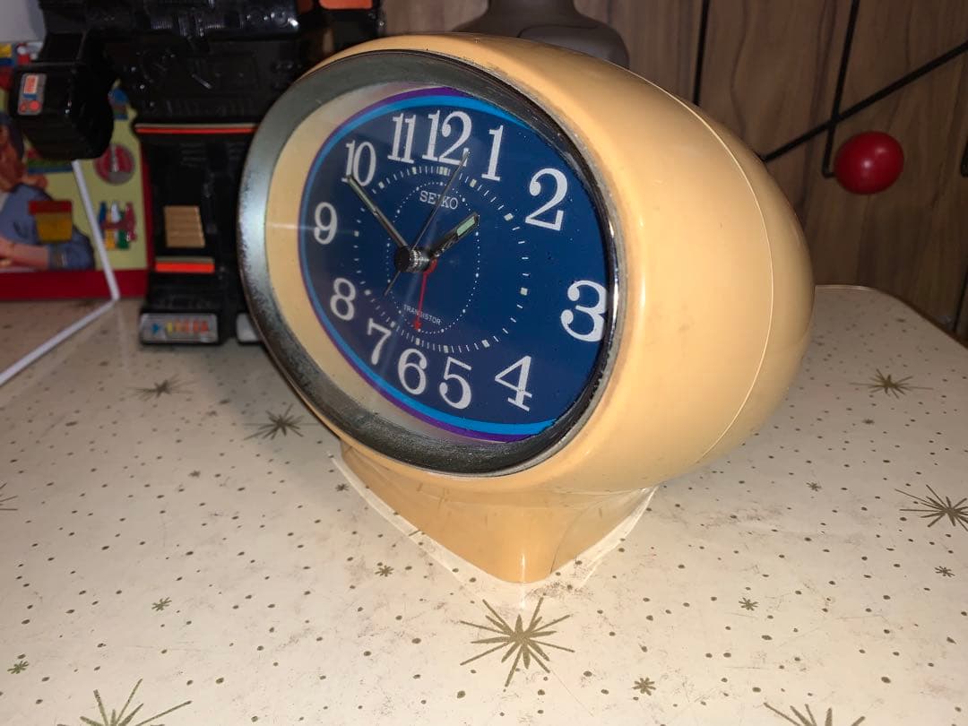 昭和レトロ　動作品　SEIKO セイコー　電池式　置時計　スペースエイジ