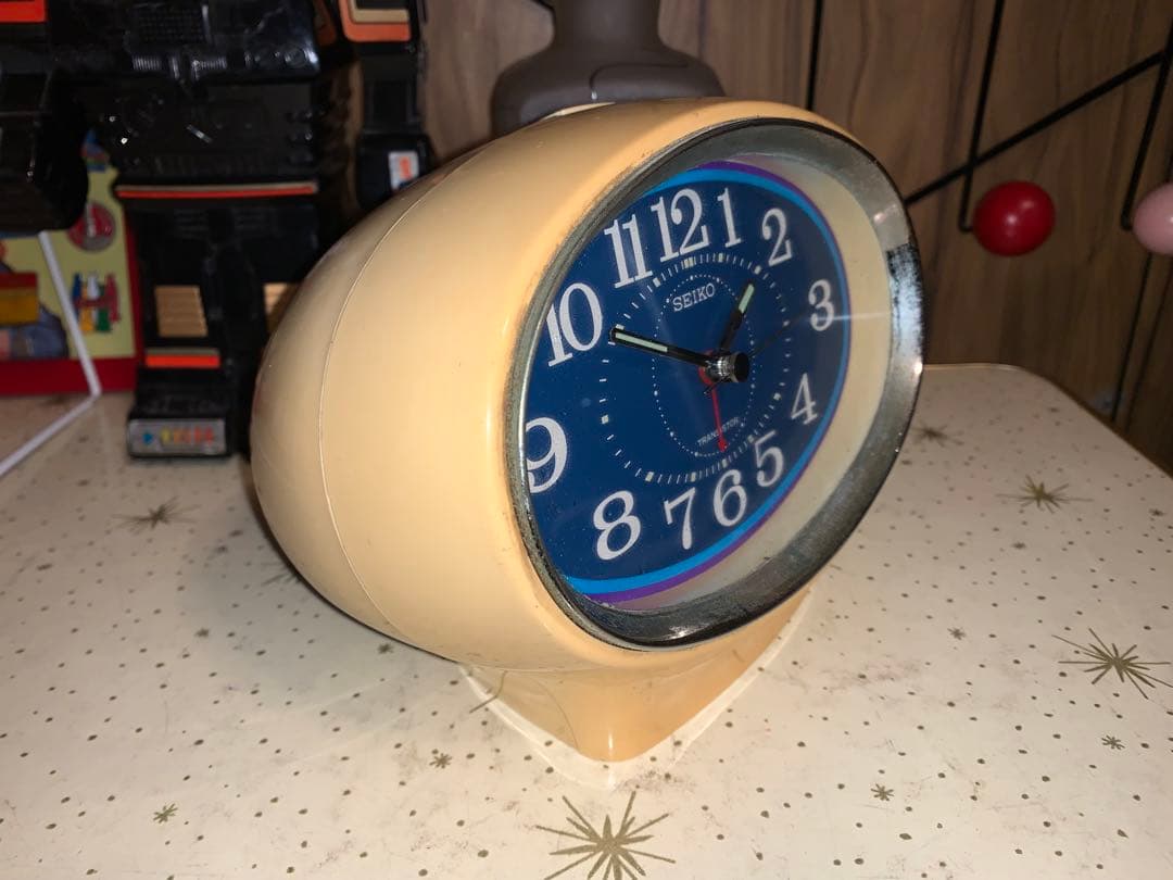 昭和レトロ　動作品　SEIKO セイコー　電池式　置時計　スペースエイジ