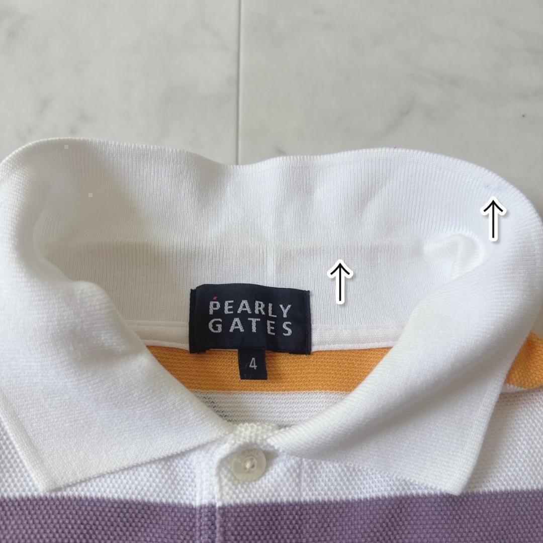 PEARLY GATES マルチボーダー ポロシャツ 稲妻ワッペン メンズ 4