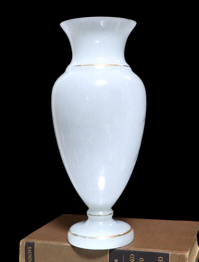 オールド・バカラ 大型30.3cm 金彩花柄花瓶オパーリンクリスタル製壺ゴールド