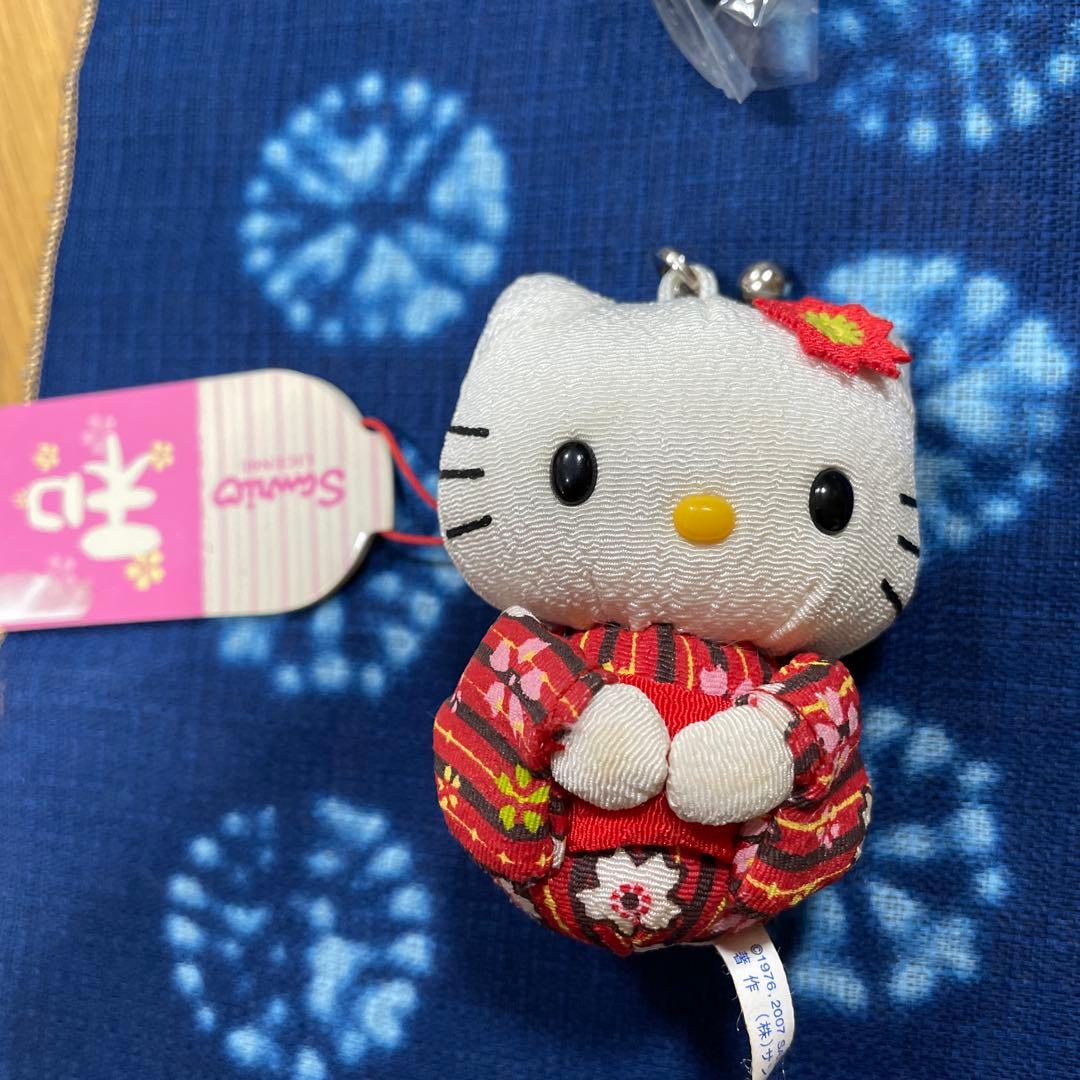 ハローキティ 和温泉、藍染、扇子お守りセット