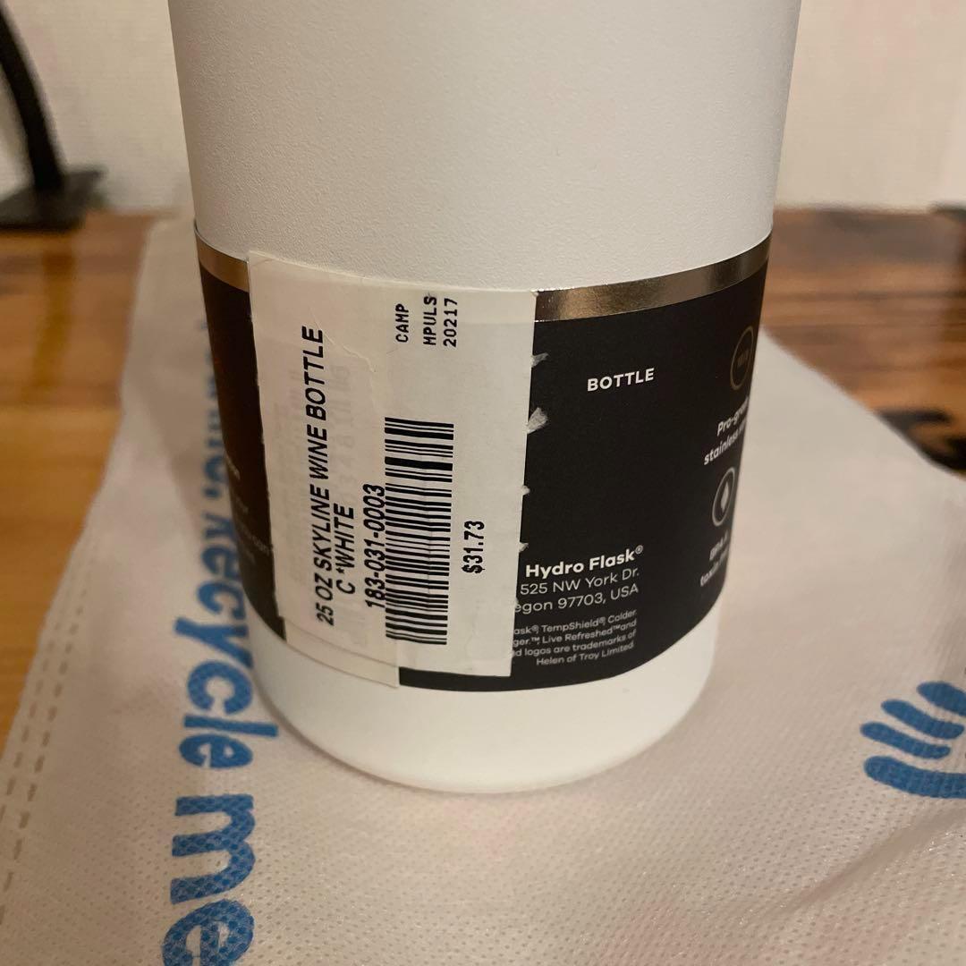 【送料無料】Hydro Flask Wine Bottle（White）