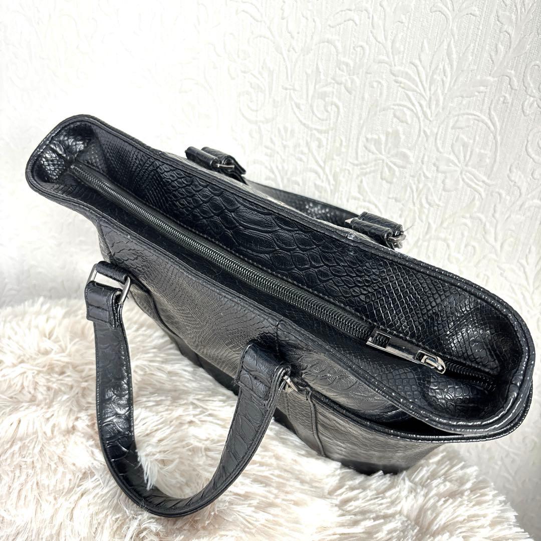 【美品】ダンスウィズドラゴン　カートバッグ　ハンドバッグ　クロコ型押し　スカル