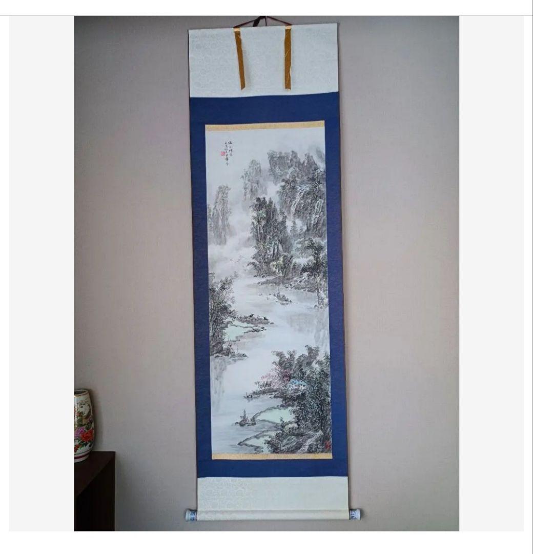 美品 漓江煙雨画 龍脈 山水画 花鳥風月 中国掛け軸 美術工芸品