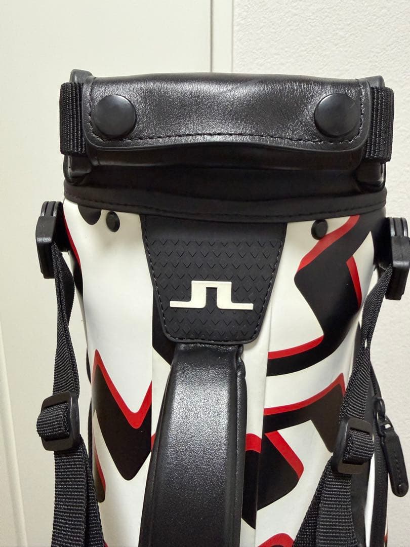 限定品 J.LINDEBERG キャディバッグ ホワイト/ブラック/レッド