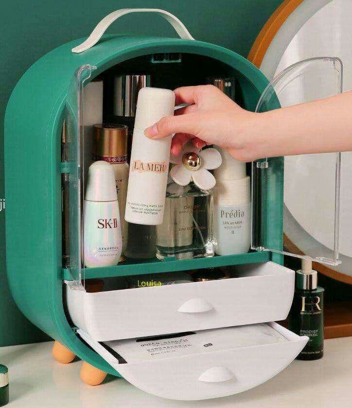 化粧品収納ボックス メイクケース防塵防水大容量蓋付き引き出し式卓上収納家庭用8