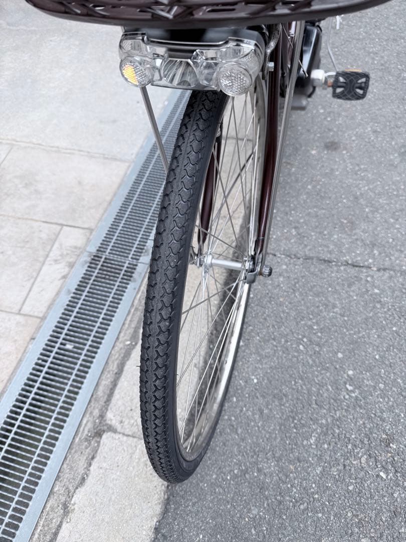 大阪府　ヤマハ　電動アシスト自転車 ブラウン 前バスケット付き　26インチ
