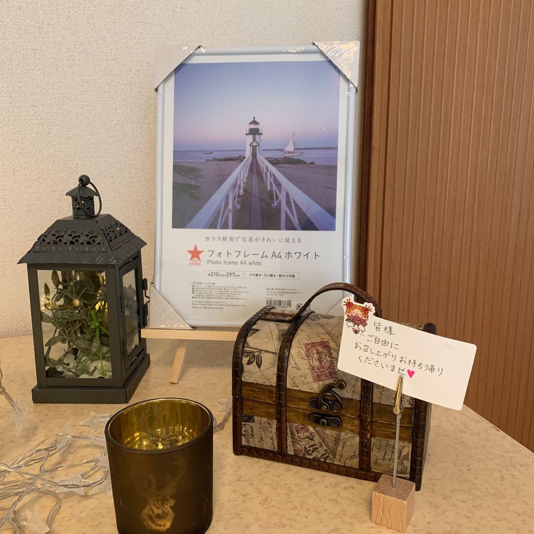 先月結婚式場 受付の飾りで１日使用しました。一式で購入できる方でお願いします。