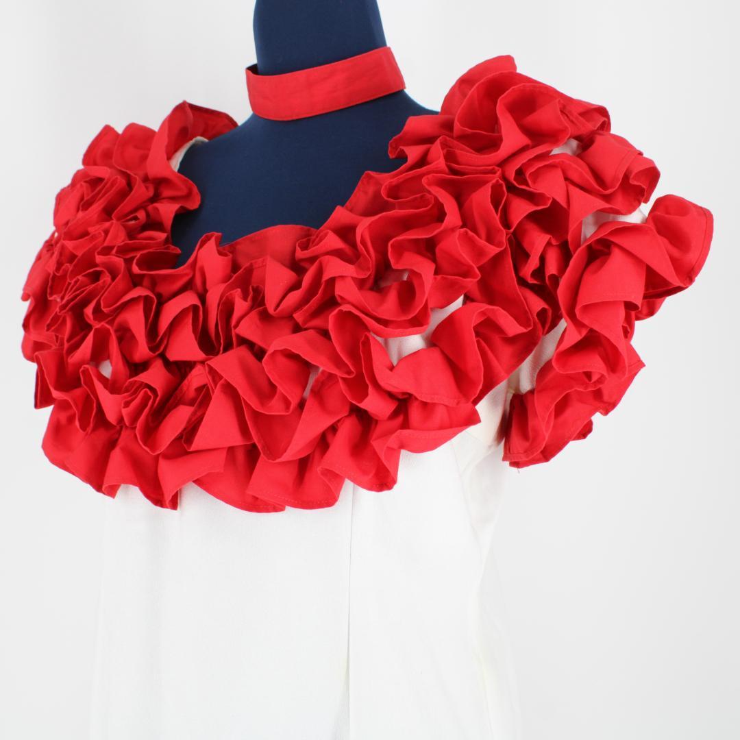 【フラダンス衣装】ホワイト FANCY DRESS ワンピース ドレス 白 赤