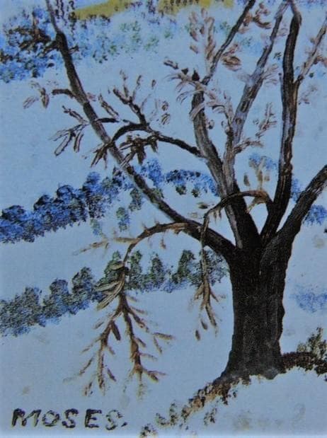 グランマ・モーゼス、『雪の丘の間の家』、希少画集画、状態良好、新品高級額装付