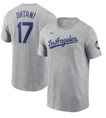 MLB東京シリーズ ドジャース 大谷翔平 ネーム＆ナンバーTシャツ　XL グレー