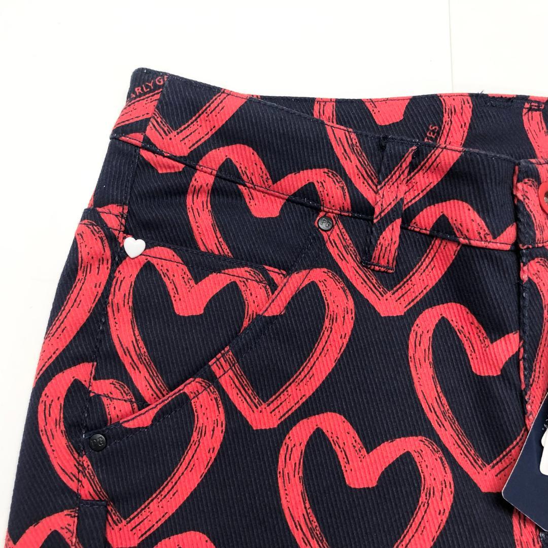 ○★新品未使用　PEARLY GATES　ハート柄ストレッチパンツ　1　ネイビー