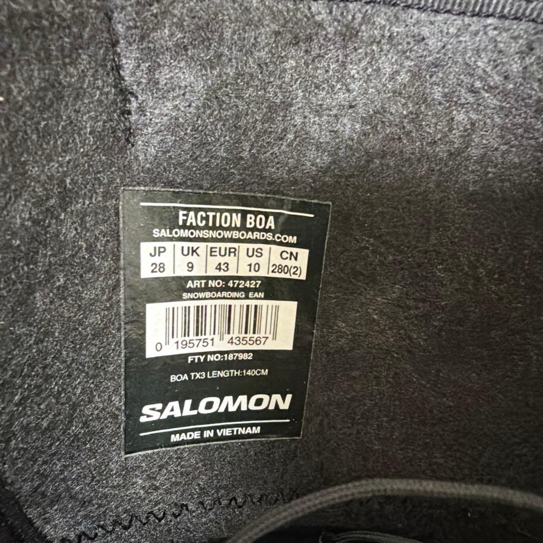 【美品】滑走2日SALOMON FACTION BOA スノーボードブーツ28