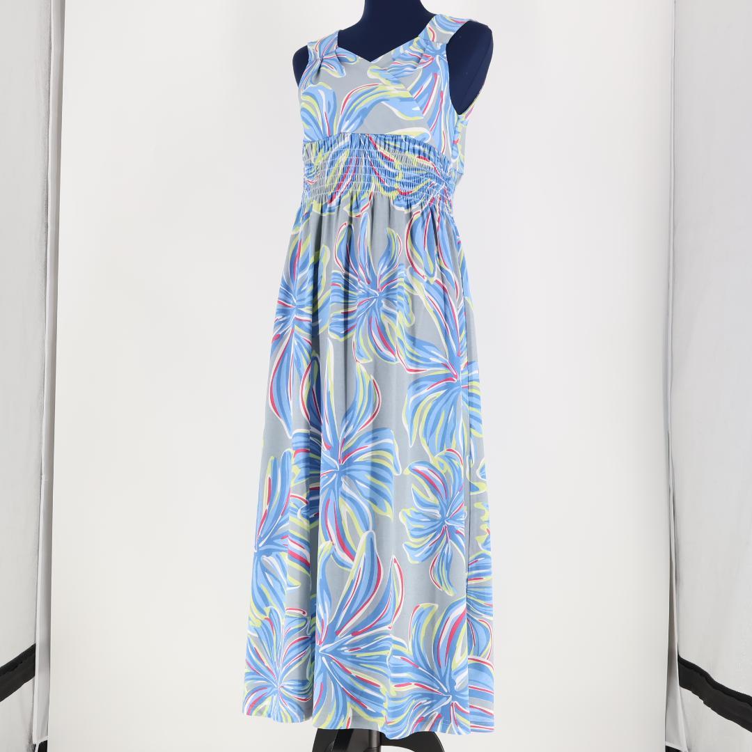 【美品 フラダンス衣装】グレー Ocean Blue Bird ワンピース 水色