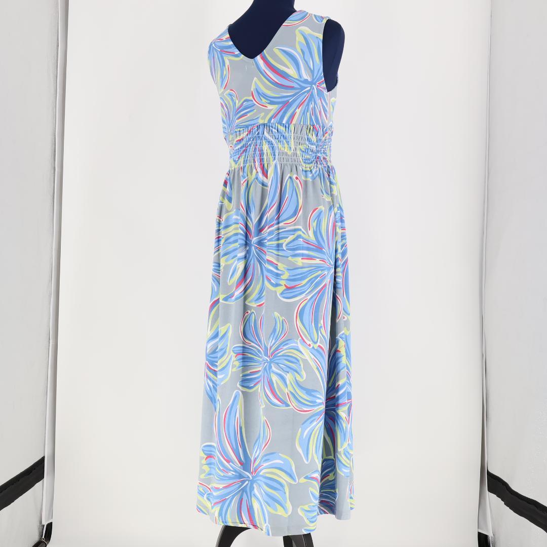 【美品 フラダンス衣装】グレー Ocean Blue Bird ワンピース 水色
