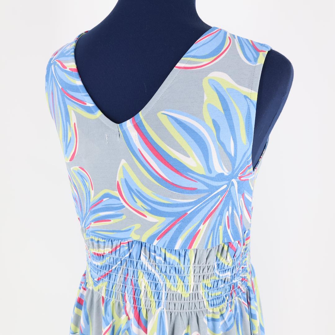 【美品 フラダンス衣装】グレー Ocean Blue Bird ワンピース 水色