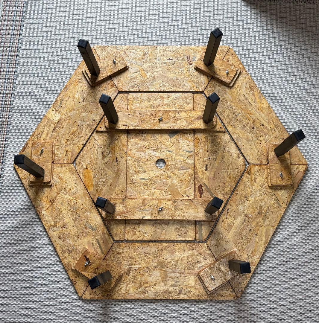 ゆずゆ出品　ヘキサテーブル65センターテーブル付き　チーク