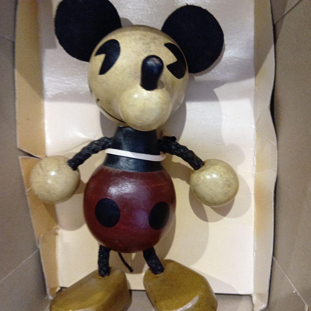 ★レトロ★箱入りDisney ミッキーマウス 木製フィギュア　大中２体セット