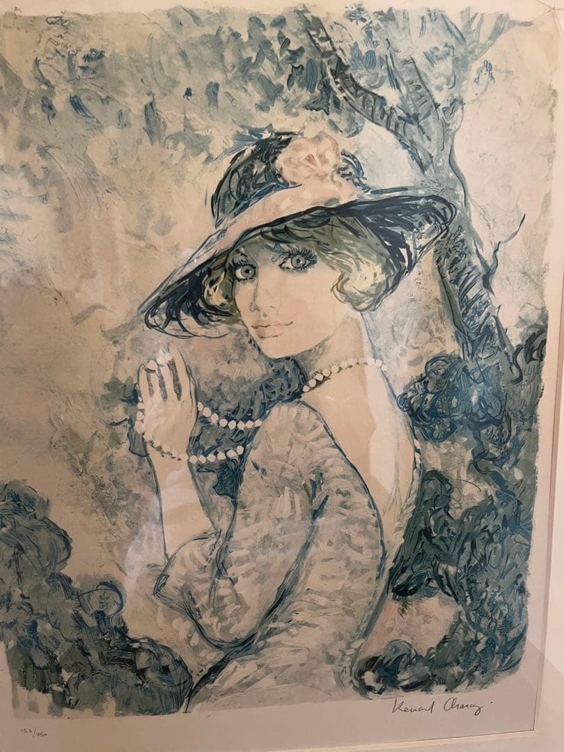 アンティーク　真作　ベルナール シャロワ作　リトルグラフ　直筆サイン　水彩画