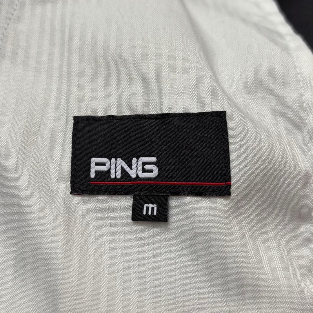 【美品】PING ピンアパレル ストレッチロングパンツ ロゴ M グレー ゴルフ