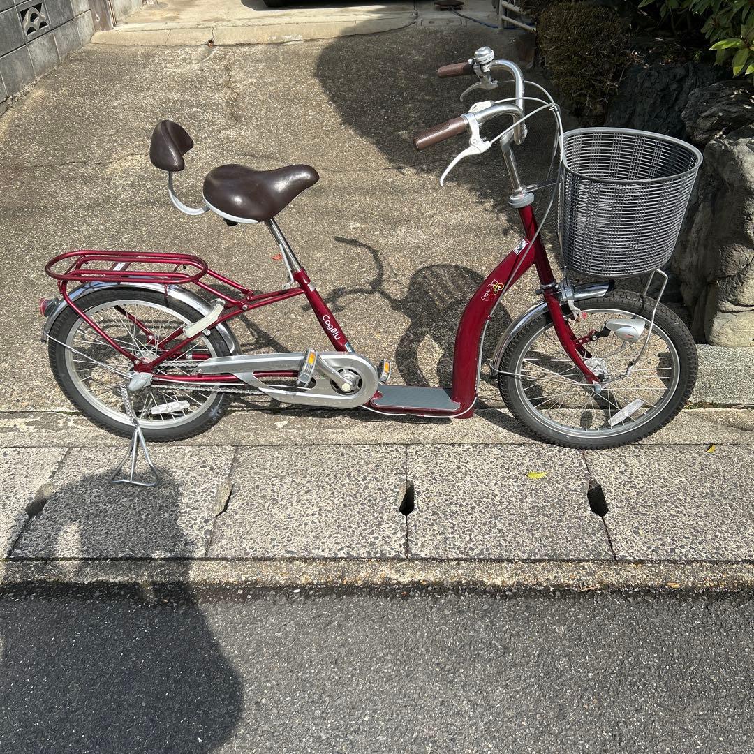 シニア向け自転車　こげーる　赤色 前面バスケット付き