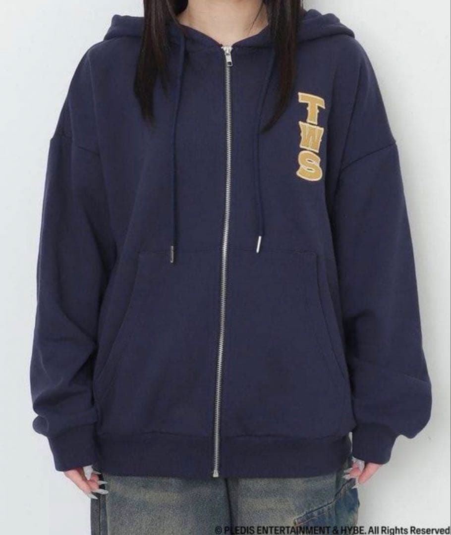 新品　WEGO TWS　グラフィックZIPパーカー　ネイビー　Lサイズ　TWS
