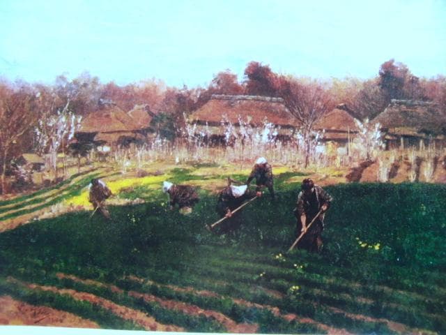 浅井忠、【春畝】、年代物・希少な画集画、新品高級額 額装付、状態良好