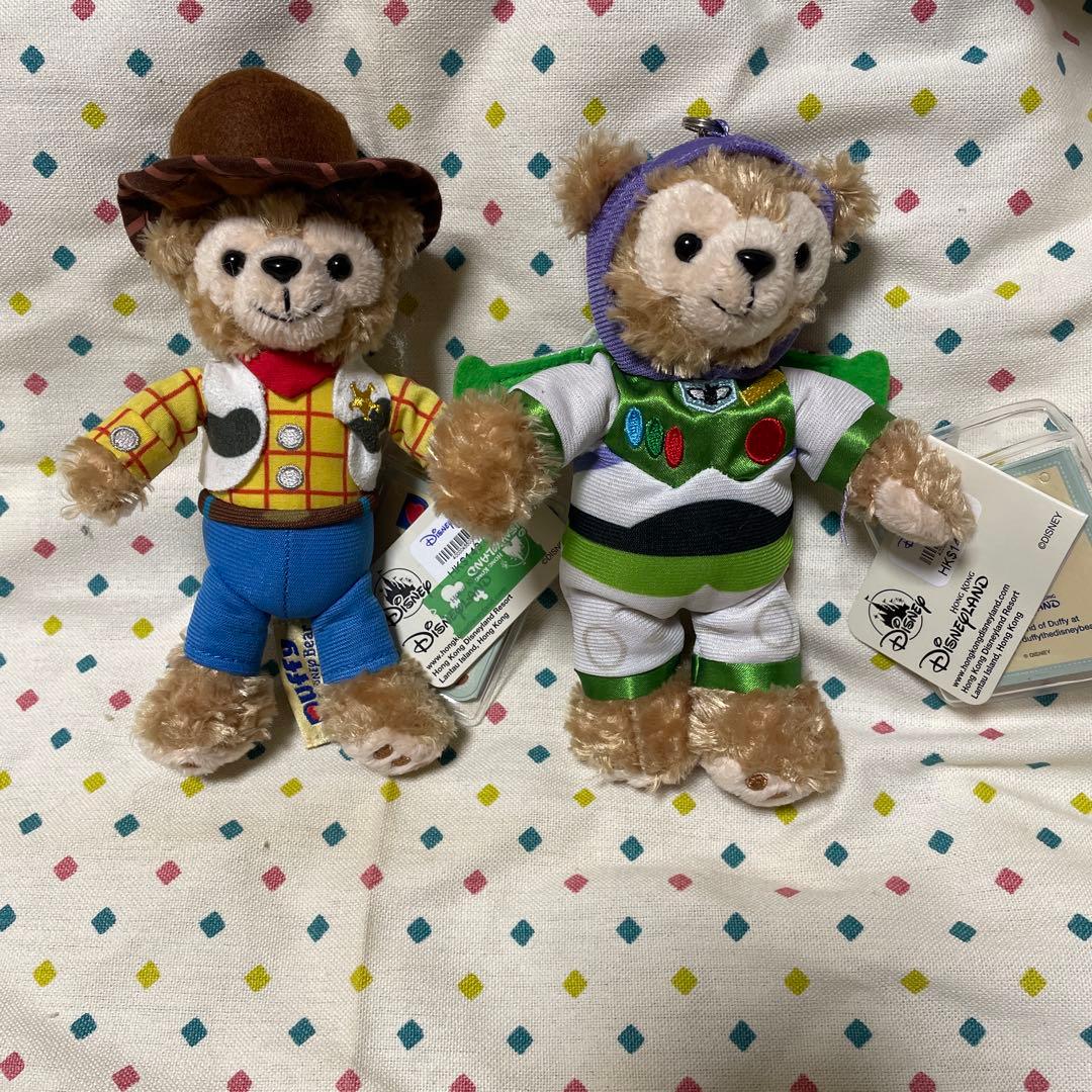香港ディズニーランド ダッフィーぬいぐるみキーホルダー ウッディ&バズ