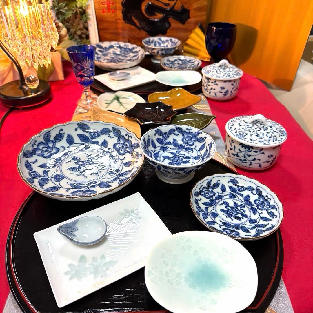 たち吉木の葉型小皿　三崎窯三種　白磁　青磁No.5-15