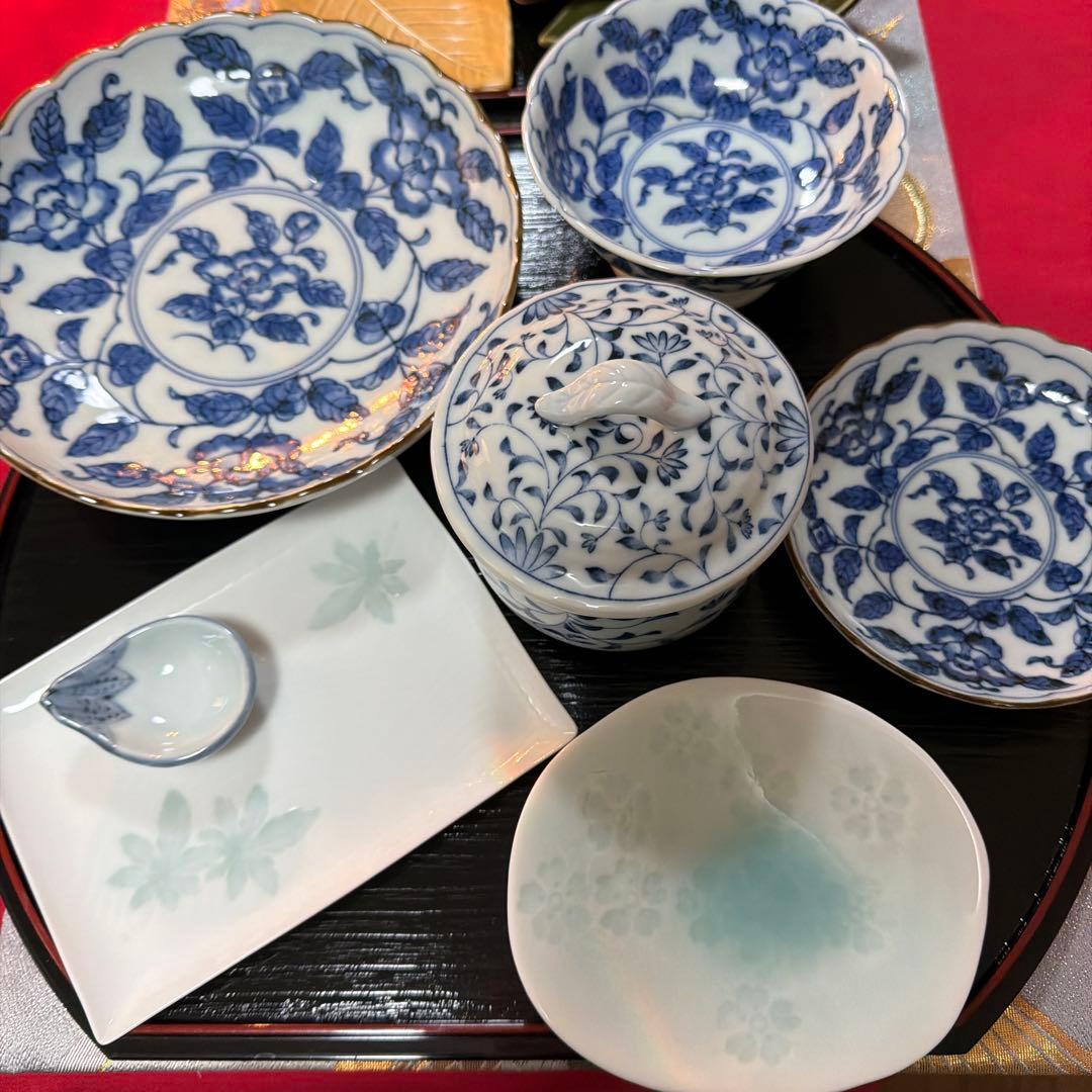 たち吉木の葉型小皿　三崎窯三種　白磁　青磁No.5-15