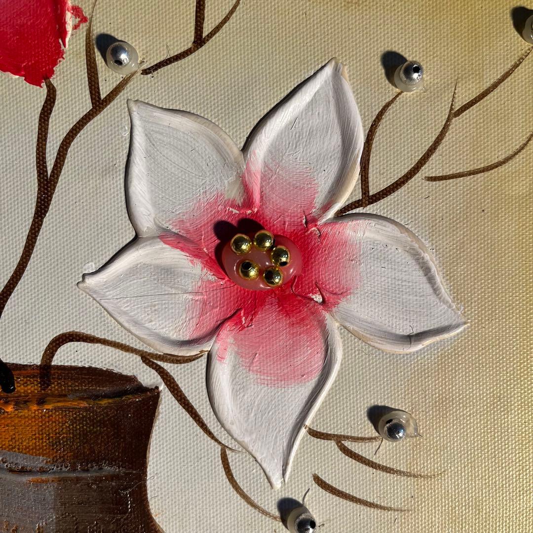 在庫処分セール★手書き油絵 花瓶の花 額付 絵画 インテリア 油彩画