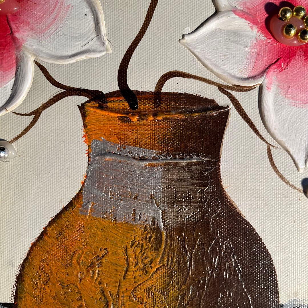 在庫処分セール★手書き油絵 花瓶の花 額付 絵画 インテリア 油彩画
