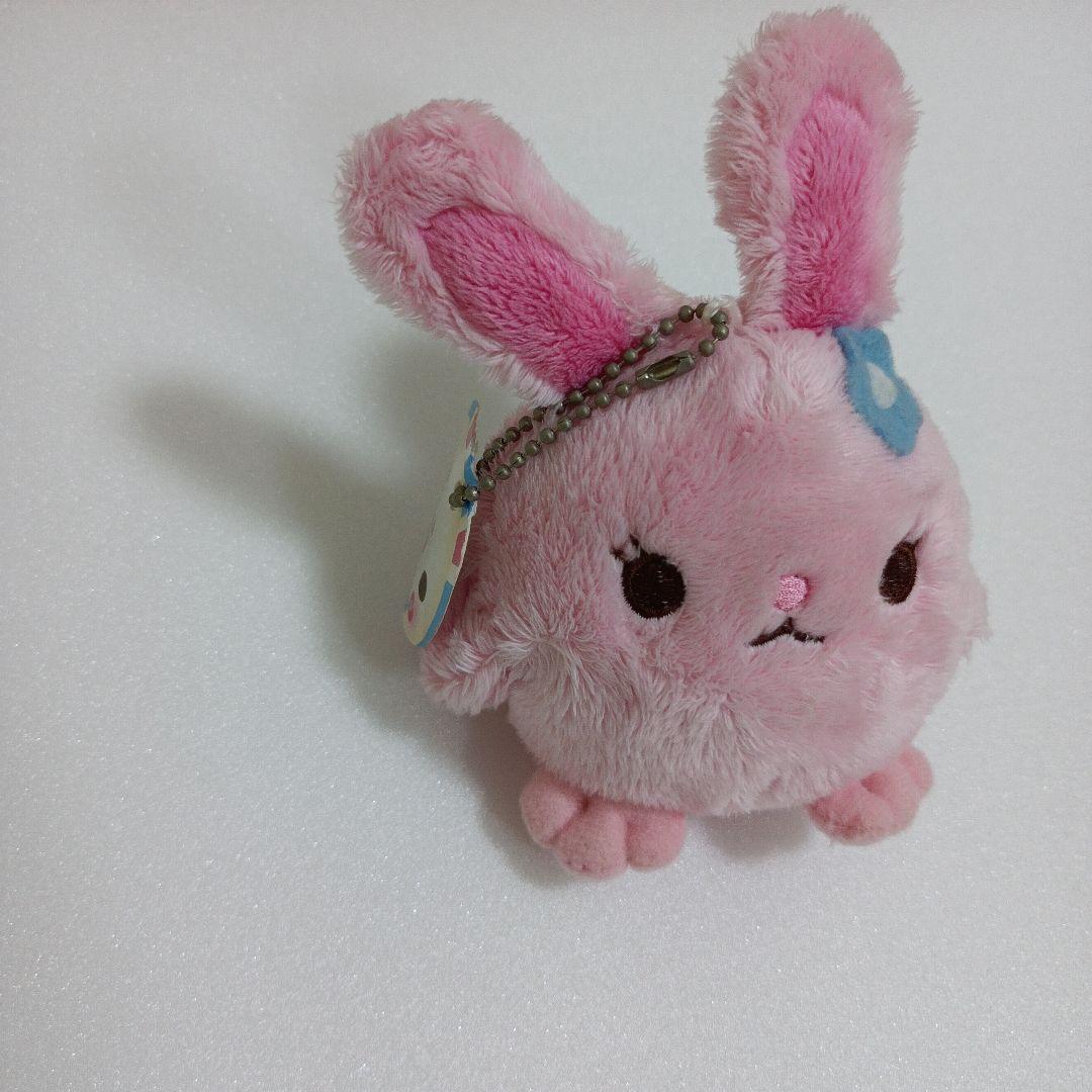 平成レトロ　うさたま　ぬいぐるみ　うさぎ ピンク　お花　キーホルダー　まつ毛