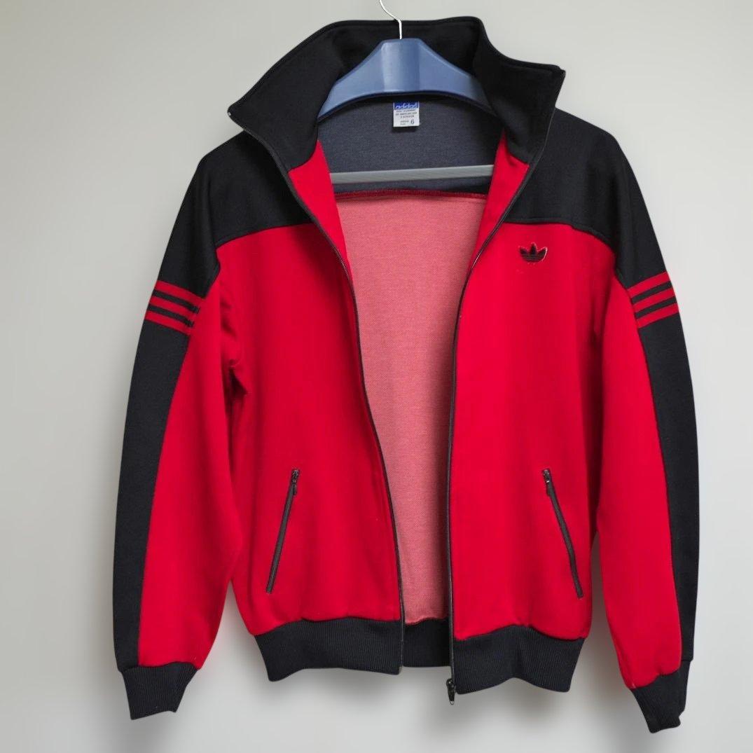 70s 西ドイツ デサント adidas トラックジャケット 赤黒 サイズ6