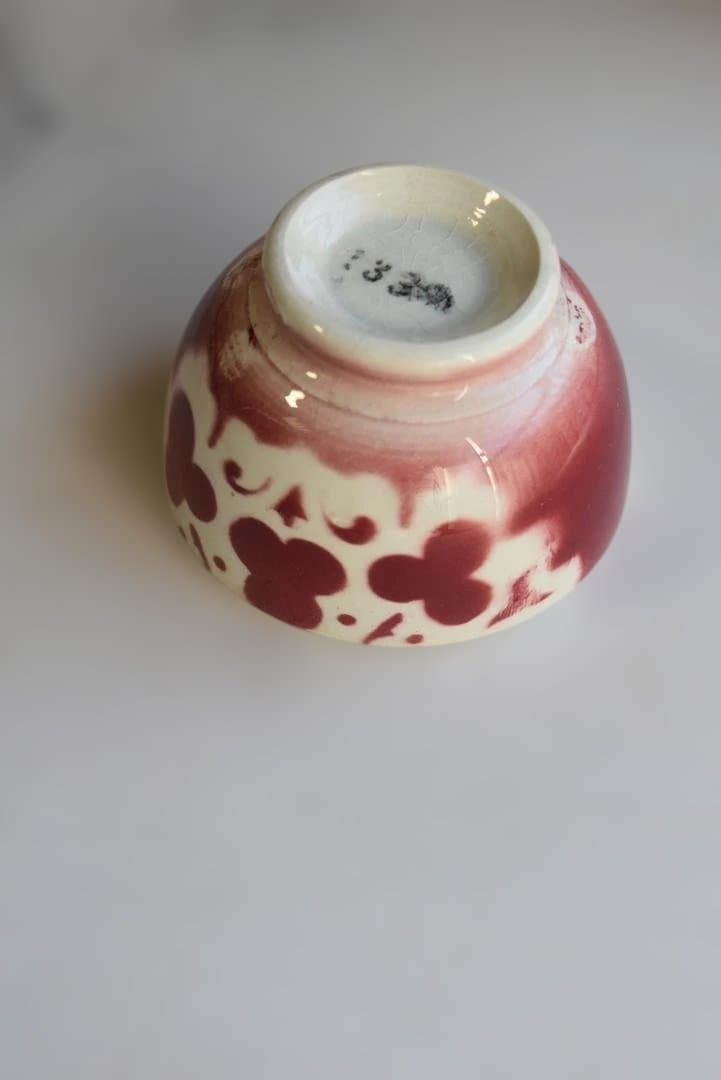 美品おままごと　6.5㎝　花カフェオレボウル　フランスアンティーク