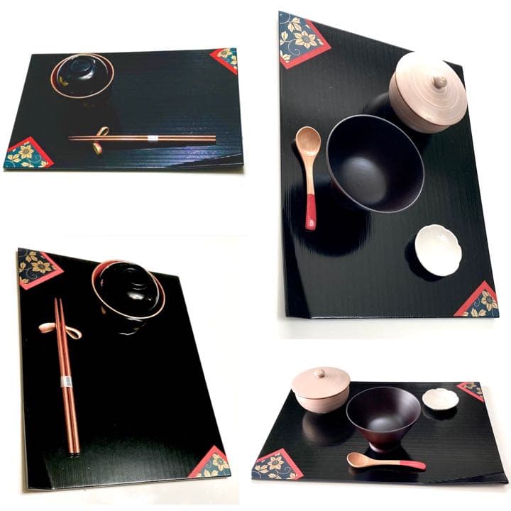◆催事に！　天然木　隅折卓上膳　5膳　ランチョンマット代わりにも！　未使用　新品