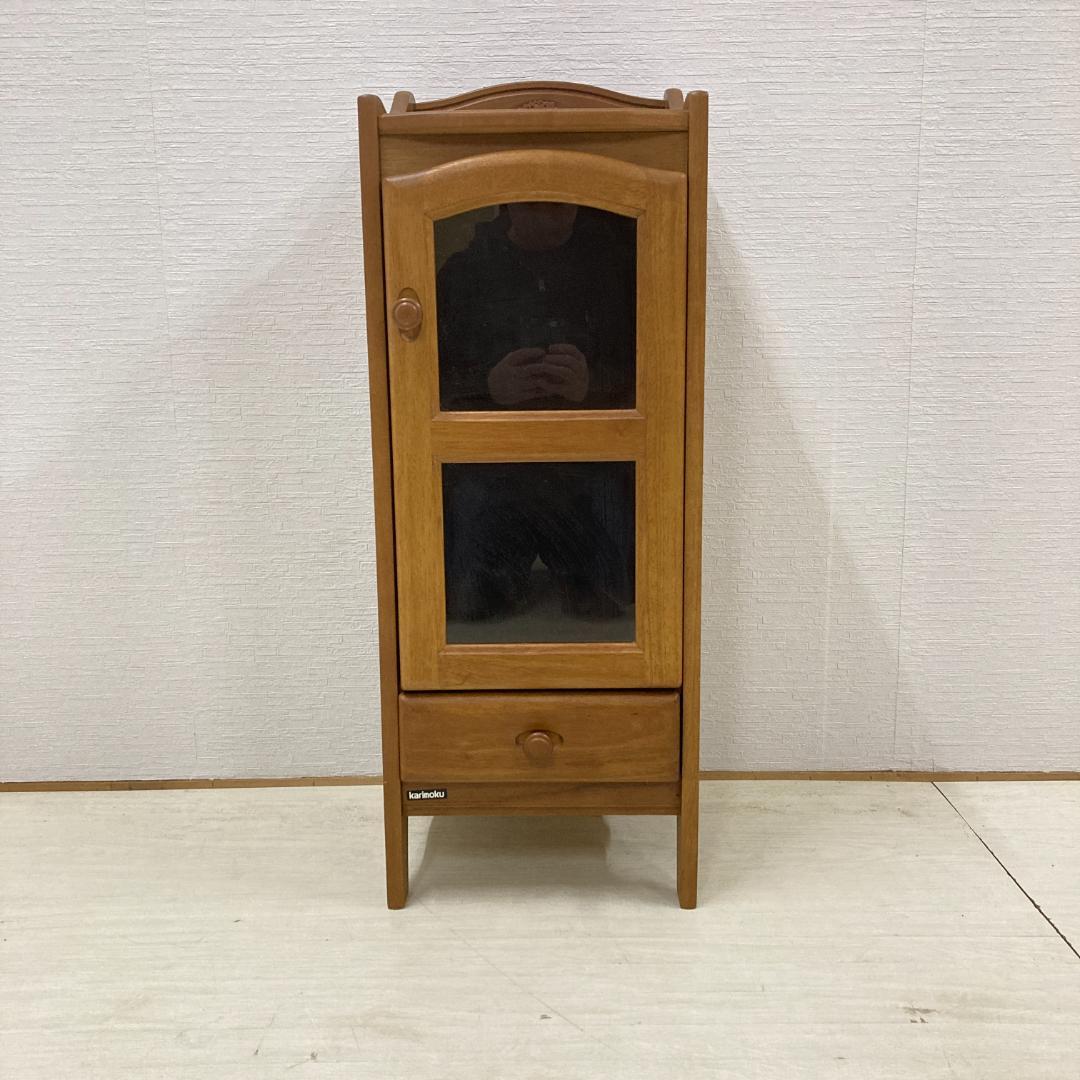 【カリモク】キャビネット　スリム　木製　収納　ラック　電話台　花台